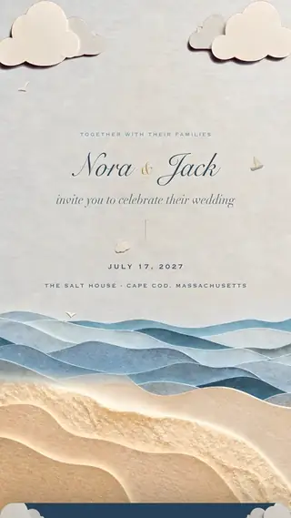 Storybook digital wedding invitation, first screen
