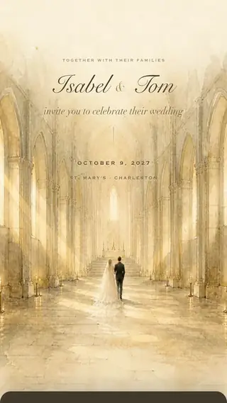 Vows digital wedding invitation, first screen